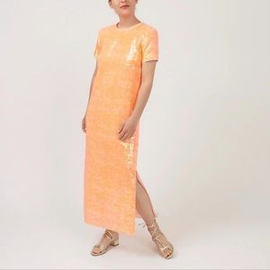 J.Crew Collection Sequin Maxi Shift Dress - Orange - Size 6 - NWT